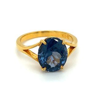 Certified Blue Spinel 5.04ct Solid 22K Gold Ring
